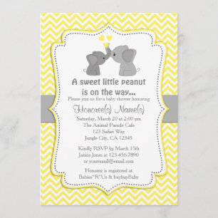 Yellow Elephant Baby Shower Invitations Chev 170
