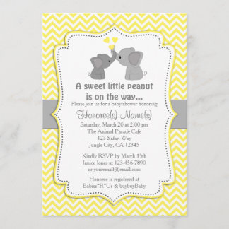 Yellow Elephant Baby Shower Invitations Chev 170