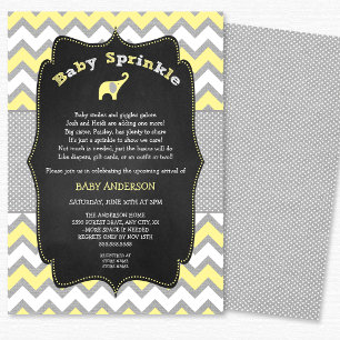 Yellow elephant baby sprinkle, baby shower invitation