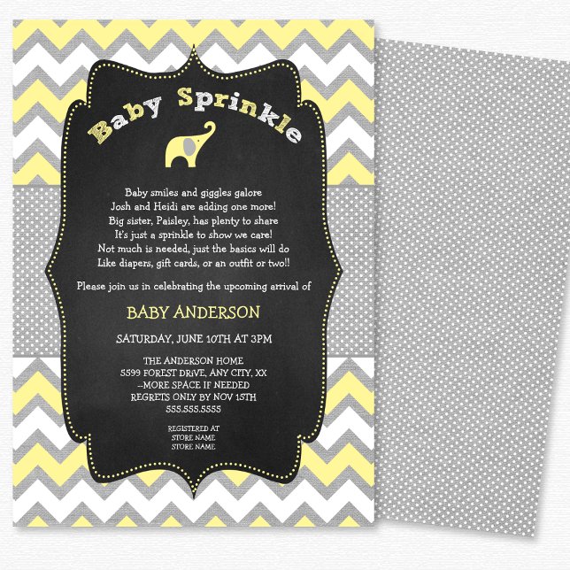 Yellow elephant baby sprinkle, baby shower invitation (Creator Uploaded)
