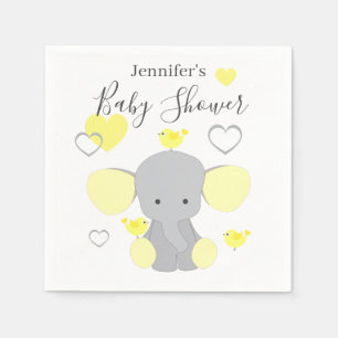 Yellow Elephant Boy Girl Baby Shower Party Napkin