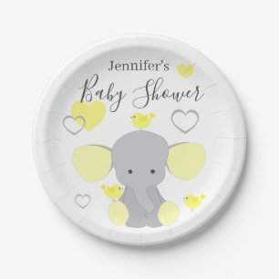 Yellow Elephant Boy Girl Baby Shower Party  Paper Plate