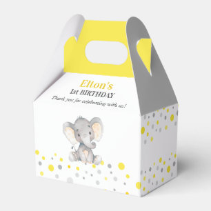 Yellow Elephant First Birthday Party Little Peanut Favour Box