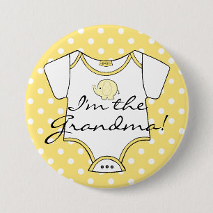 Yellow Elephant With Polka Dots I'm The Grandma 7.5 Cm Round Badge