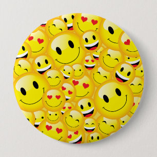 Yellow Emoji Cartoon Symbol Icon Pattern 10 Cm Round Badge