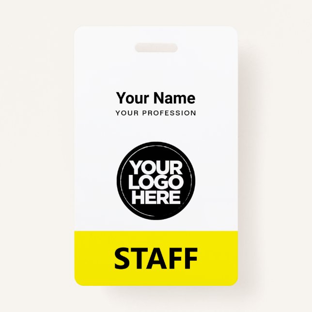 yellow Employee Name Business Logo Qr Code ID Badge (Front)