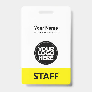Yellow Employee Name Business Logo Staff Tag ID Badge