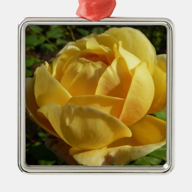 Yellow English Rose Metal Tree Decoration (Front)