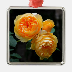Yellow English Roses Metal Tree Decoration