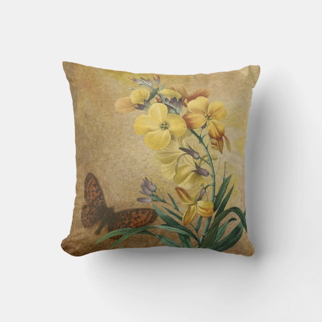 Yellow Erysimum with Butterfly Cushion (Front)