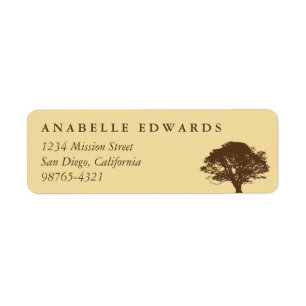 Yellow eternal oak tree custom return address label