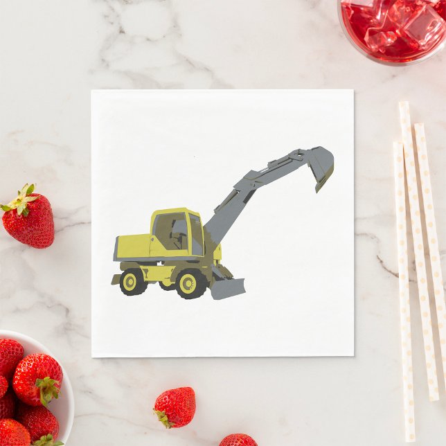 Yellow Excavator Construction Machinery Napkin (Creator Uploaded)