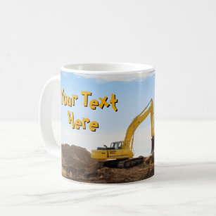 Yellow Excavator Custom Message Coffee Mug