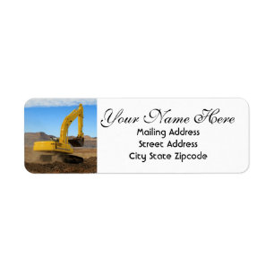 Yellow Excavator Return Address Label