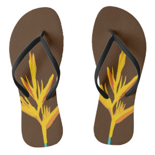 Yellow Exotic Flower Thongs