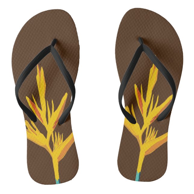 Yellow Exotic Flower Thongs (Footbed)