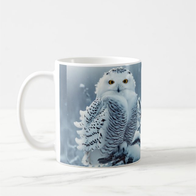 Yellow-eyed snowy owl coffee mug (Left)