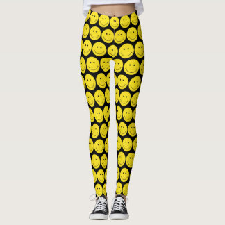 Yellow Face Grinning Smile Leggings