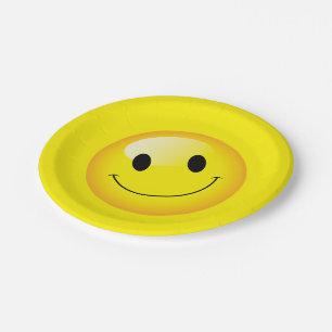 Yellow Face Happy Birthday Emoji Party Paper Plate