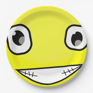 Yellow Face Laugh Emoticon Birthday Party Paper Plate