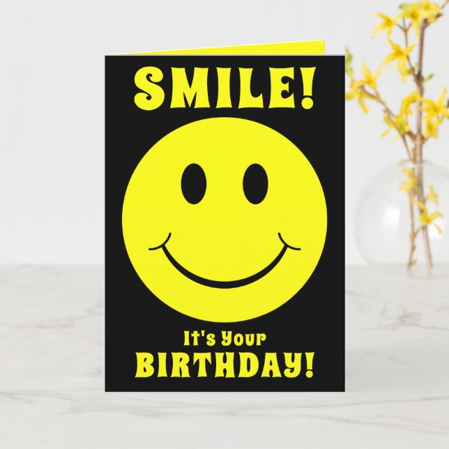 Yellow Face Smile Its Your Birthday Card (Yellow Flower)