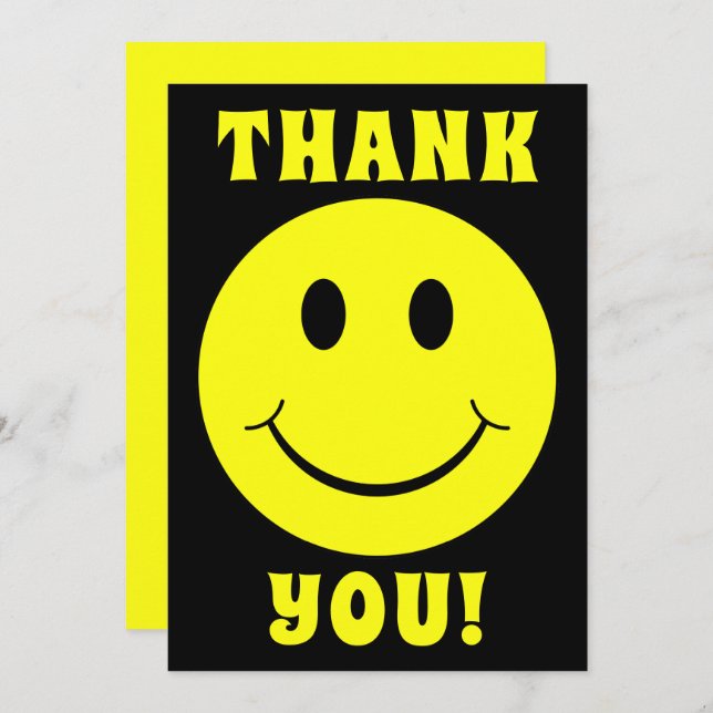 Yellow Face Smile Thank You Card (Front/Back)