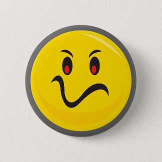 Yellow face that is annoyed 6 cm round badge