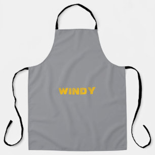 Yellow faded custom text on grey apron