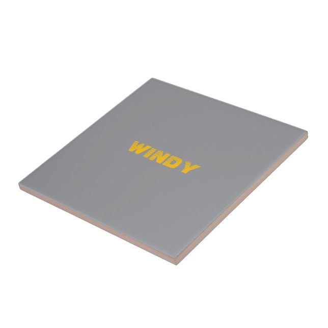 Yellow faded custom text on grey  ceramic tile (Side)