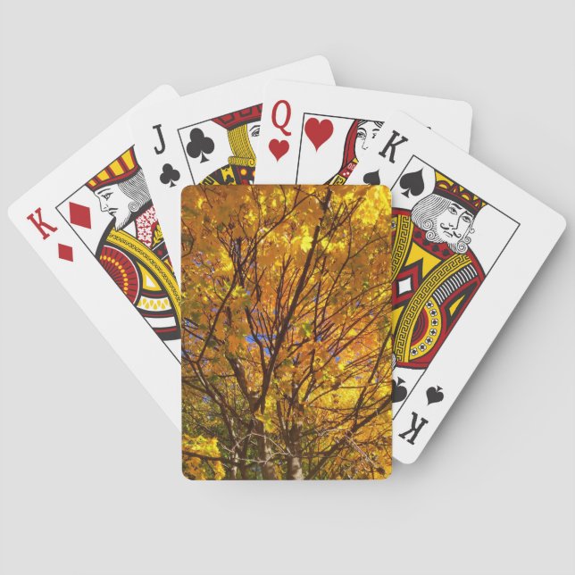 Yellow Fall Foliage Playing Cards (Back)
