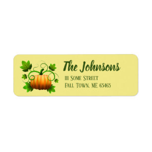 Yellow Fall Pumpkin Return Address Label