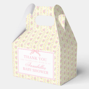 Yellow Fancy Floral Baby Shower Gable Favor Favour Box