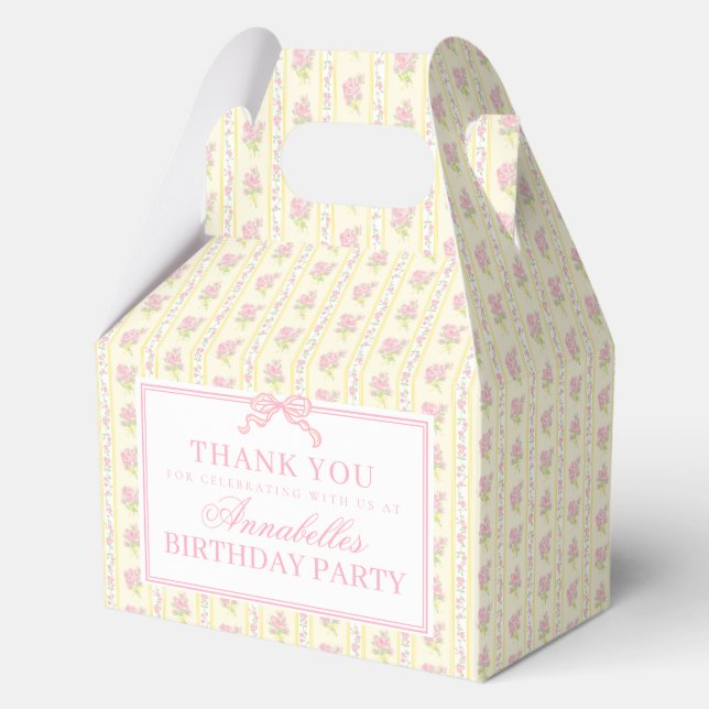 Yellow Fancy Floral Birthday Party Gable Favour Box (Front)