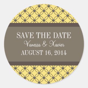 Yellow Fancy Lattice Save the Date Stickers