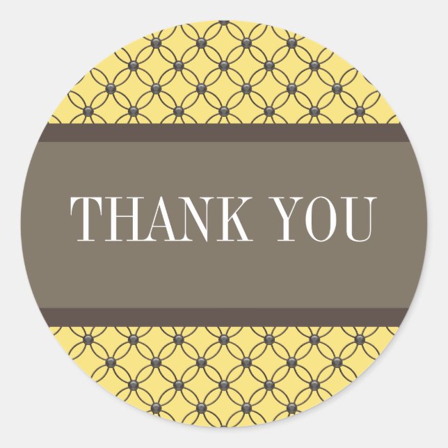 Yellow Fancy Lattice Thank You Stickers (Front)