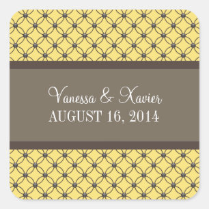 Yellow Fancy Lattice Wedding Stickers