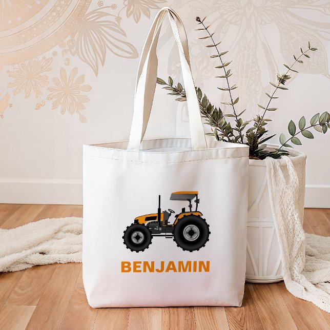 Yellow Farm Tractor Kids Tote Bag (Creator Uploaded)