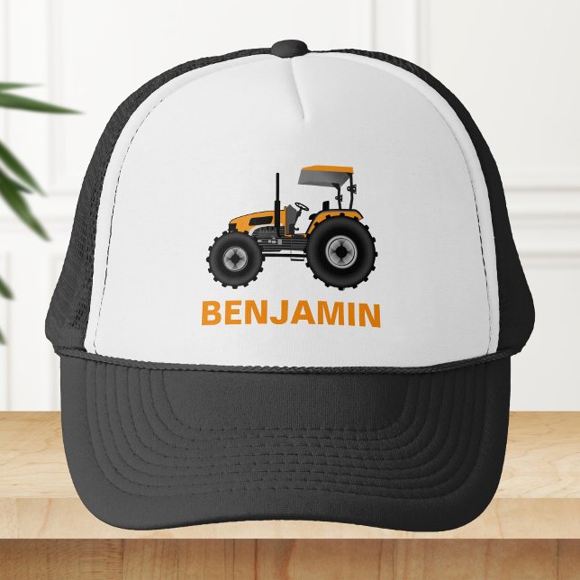 Yellow Farm Tractor Kids Trucker Hat (Creator Uploaded)