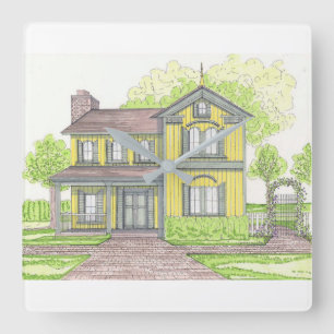 Yellow Farmhouse Wall Clock