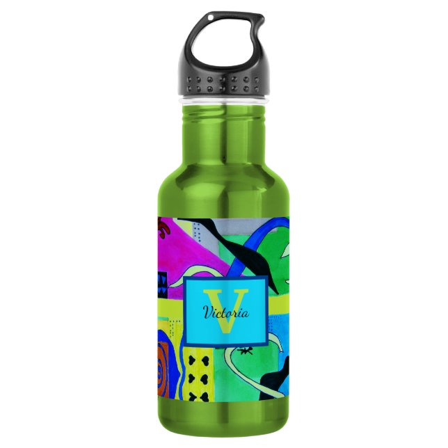 Yellow Fashion Abstract Inspiration From Matisse 532 Ml Water Bottle (Front)
