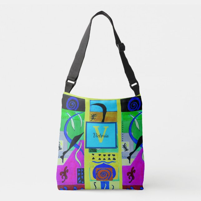 Yellow Fashion Abstract Inspiration From Matisse Crossbody Bag (Front)