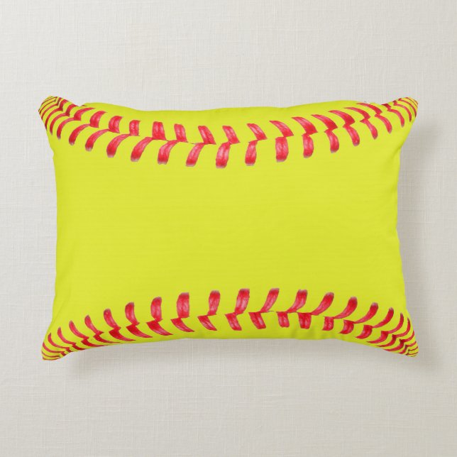 Yellow Fastpitch Softball Bedroom Accent Pillow (Front)