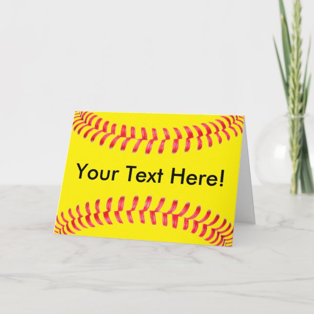 Yellow Fastpitch Softball Custum Greeting Card (Front)