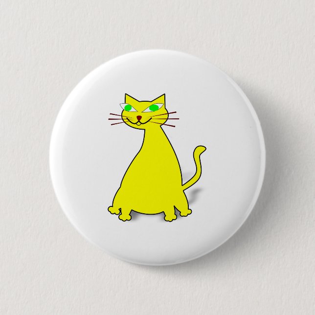 Yellow Fat Cat 6 Cm Round Badge (Front)