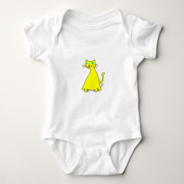 Yellow Fat Cat Baby Bodysuit (Front)