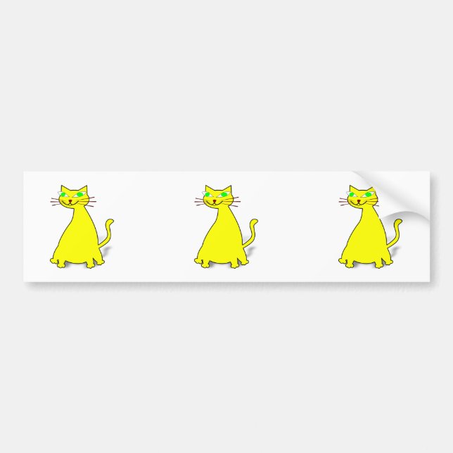 Yellow Fat Cat Bumper Sticker (Front)