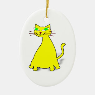 Yellow Fat Cat Ceramic Ornament
