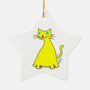 Yellow Fat Cat Ceramic Ornament