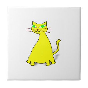 Yellow Fat Cat Ceramic Tile