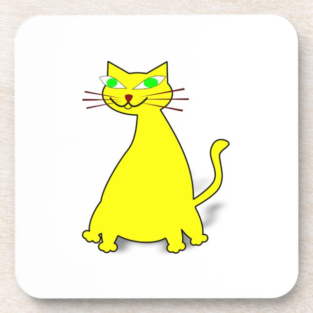 Yellow Fat Cat Coaster (Front)